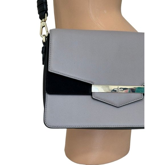 Kate Spade Carmel Court Small Kaela Lavender/Black Leather & Suede Crossbody Bag - Picture 2 of 15